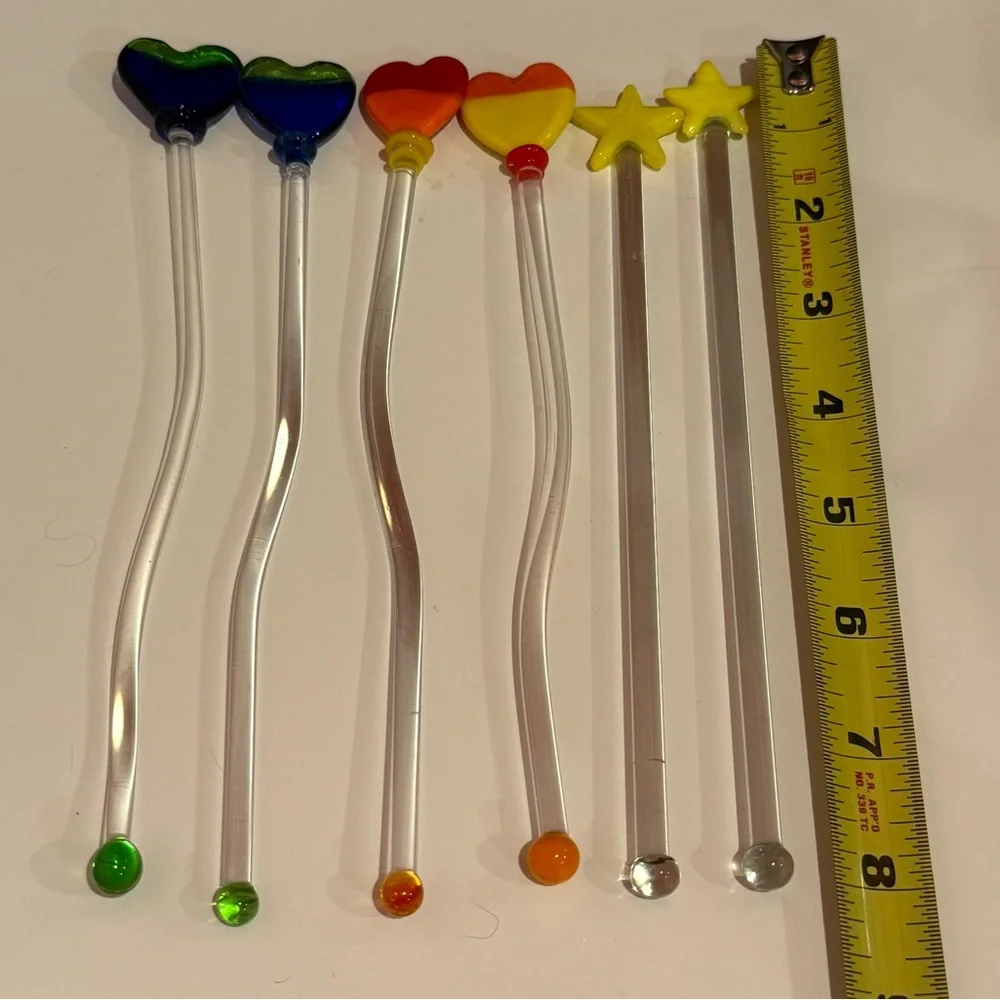 Colorful Heart and Star Drink Stirrers Swizzle Sticks